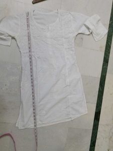 White Short Chikankari Kurti