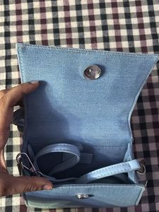 Light Blue Denim Mini Top Handle Bag