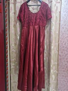Elegant Maroon Lace Dress