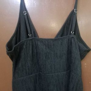 Gray Crinkle Wrap Tank Dress