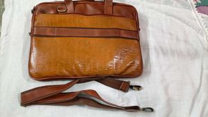 Brown Leather Office Laptop Side Bag