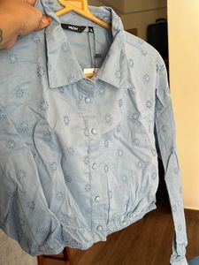 Blue Crop top With Full Sleeves