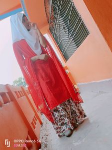 Red Embroidered Kurti With Printed Plazo And Dupat