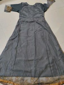 Elegant Embroidered Grey Anarkali