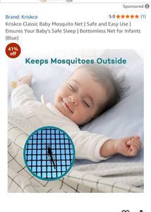 Baby Station Mosquito Net Floral Design Blue
