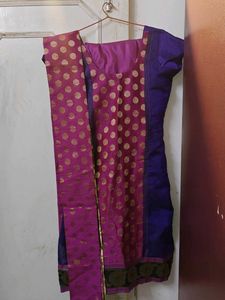 Purple Pink Silk Suit With Churidar And Dupptta