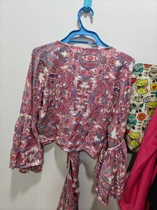 Paisley Print Tie-Front Top