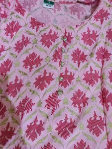 Pink Floral Sleeveless Kurta
