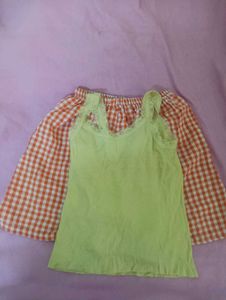 Orange Gingham Short With Shirt