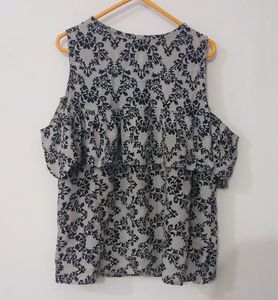 Grey Printed Offshoulder Top