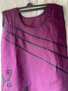 Elegant Plum Floral Embroidered Kurti