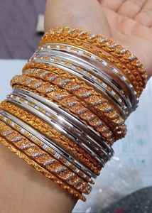 Metal Gold Glitter and Silver shine Chudiya Combo