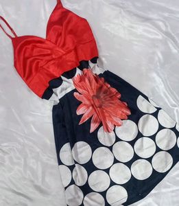 Red Satin Babydoll Dress