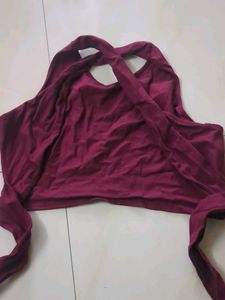 Maroon/Red Wrap/Tie Crop Top