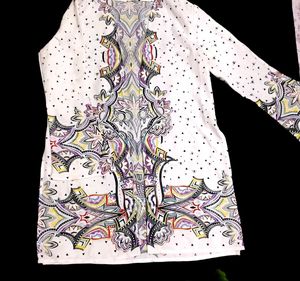 Patterned White Tunic Top