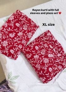 Red Floral Kurta Set ( XL Size)