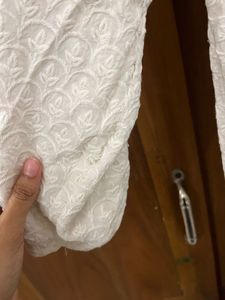 White Chikankari Kurti - Size S