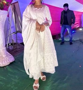 Chikankari Handwork White Kurta With Dupatta