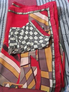 Printed Sari With Complete Ready  Blouse