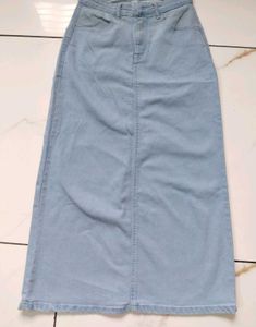 Light Wash Denim Maxi Skirt