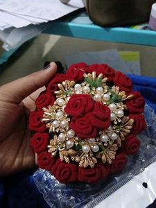 Red Rose Hair Bun Accessory