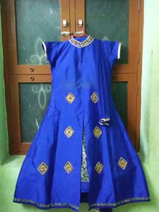 Girls Gorgeous Ink Blue Lehenga Dress With Long Top Padded Chest, Will Fit 12-13yr Girl Child