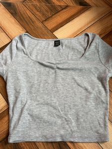 Shein Grey Ribbed Crop Top