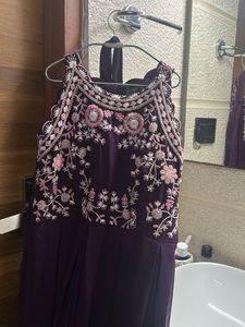 Elegant Purple Ethnic Gown Wid Can-can