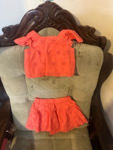 GAP Coral Eyelet Top &amp; Skirt Set