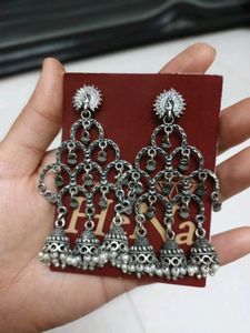 Elegant Silver Jhumka Earrings
