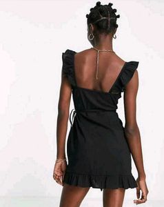 Black Ruffle Wrap LBD