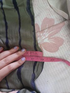 Unused Olive Green Striped Kurta, Size - L