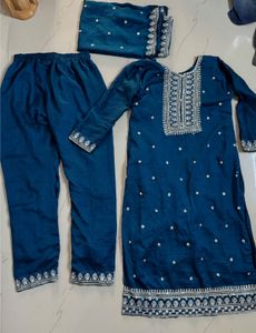 Teal Embroidered Salwar Kameez Suit