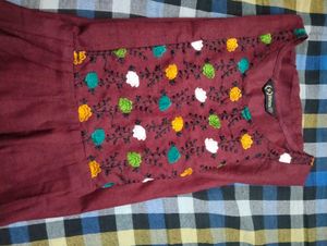 Embroidery Feeding Maroon Kurti