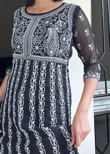 Chikankari Black Embroidered Kurta