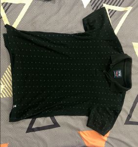 Netplay Black Printed Polo Tshirt