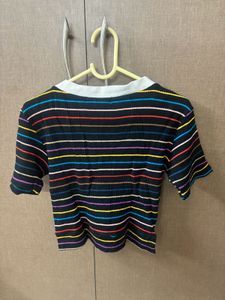 Cute Multicolor Crop Top Stripped Pattern
