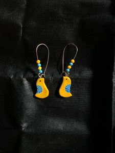 Handmade Cute Bird Clay Earrings
