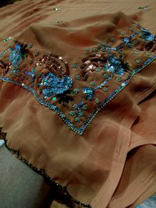 Elegant heavy Peach Saree