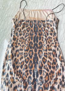 Bodycon Mini Leopard Print Sequin Dress
