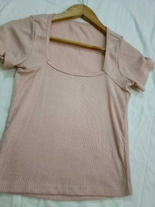 Pastel Pink Ribbed Top