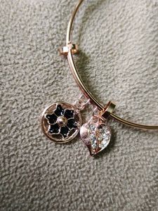 Rose Gold Charm Bangle Bracelet