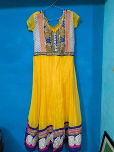 Yellow Embroidered Anarkali Dress