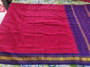 Red And Blue Pure Silk Kanchipuram Saree
