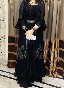 Black Embellished three piece dress