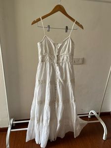 MANGO Frill Cotton Maxi Dress