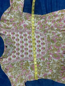 🤍💕Spring Bloom Jaipuri Cotton Anarkali Kurta wit