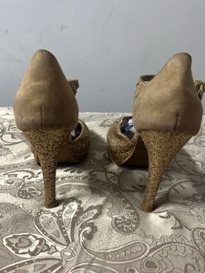 Beige Glitter Part Wear Stilletoes