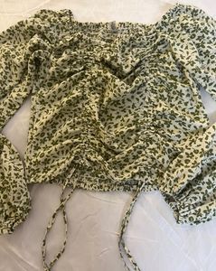 Floral Long Sleeve Drawstring Top