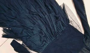 Frilled Net Details Woolen Dress